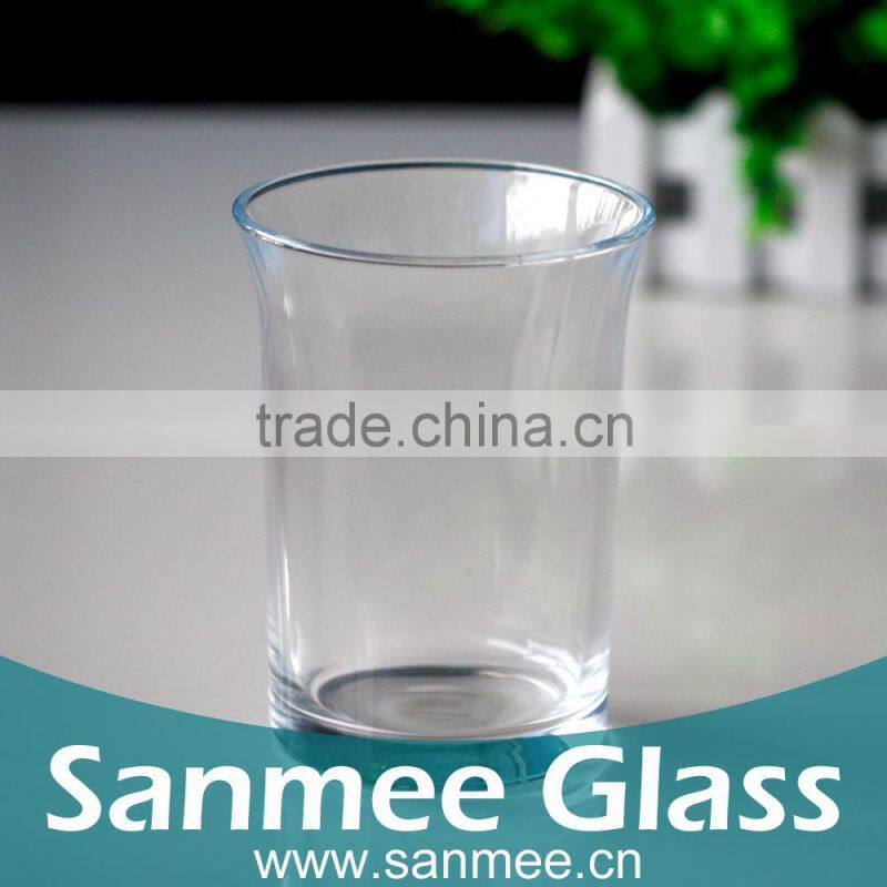 Home Decorative Glassware Clear Round Large Size Glass Candle Holder