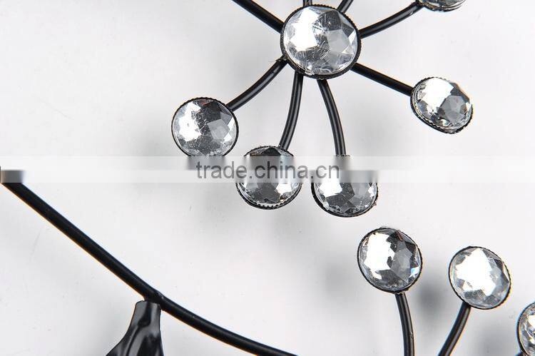 2015 china factory modern luxury tree design iron art quartz wall clock
