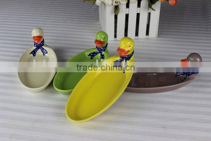 hand painting French ceramics cute duck plates