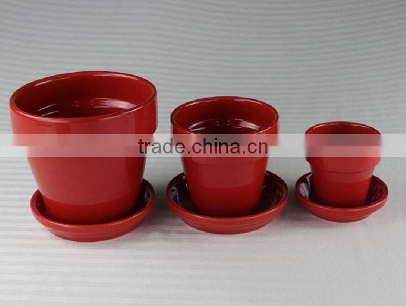 Ceramic color garden flower pot set