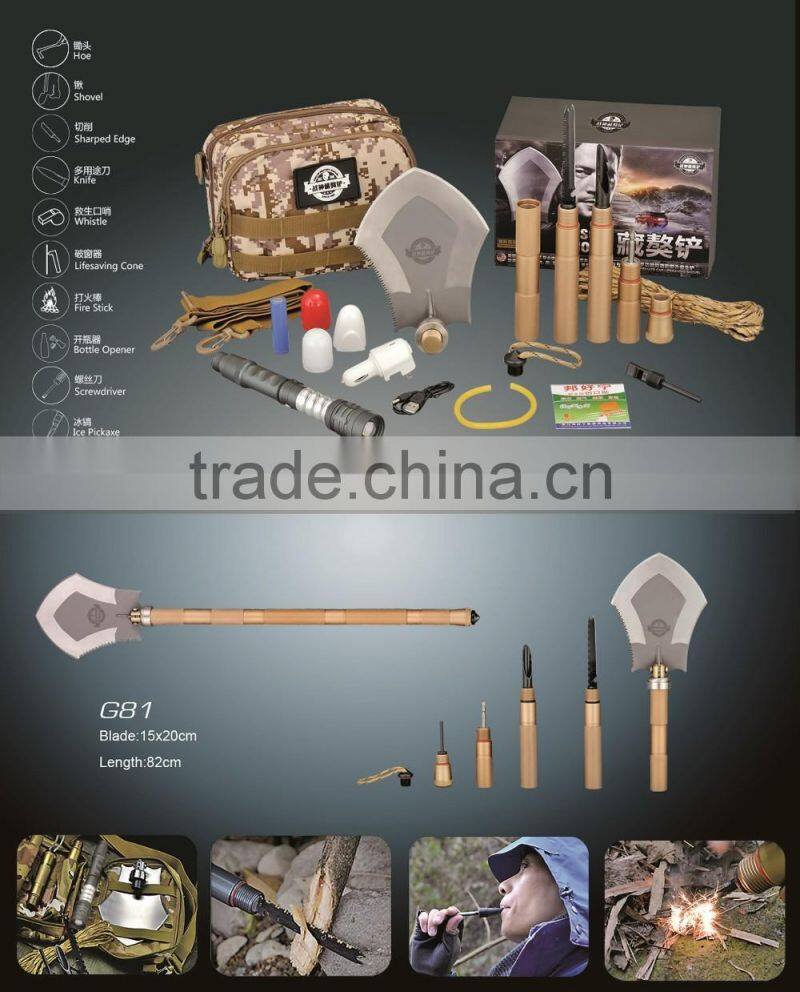 Outdoor Tools multifunctional retractable shovel , camp shovel multi tool