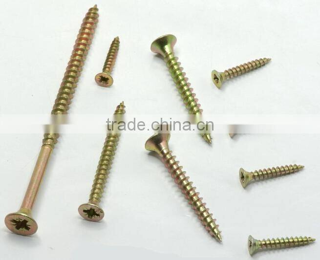 Pozi double flat head yellow zink chipboard screw