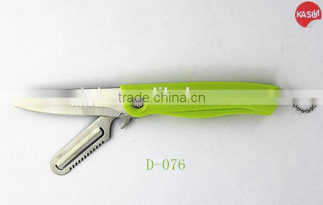 D-077 folding blade pocket knofe with fork multi function kitchen knife set