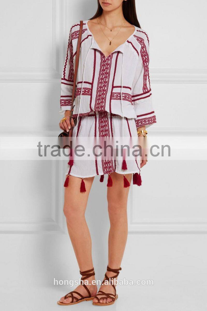 Latest Boho Embroidered Dress Hand Embroidery Design For Dress Girls Dress Names With Pictures HSD6857