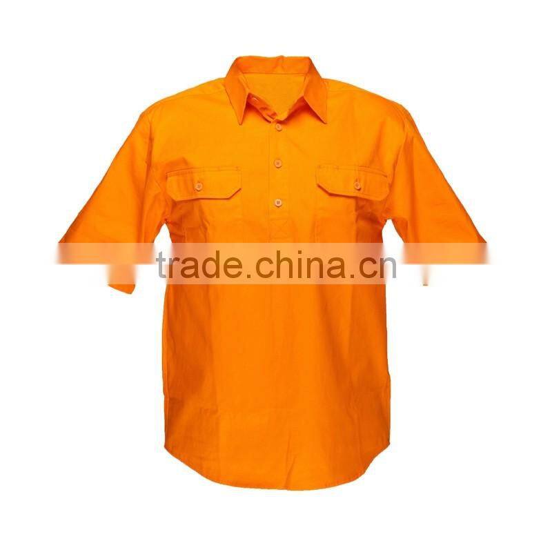 Custom mining industrial work uniform Mens 100% cotton short sleeve workwear shirts