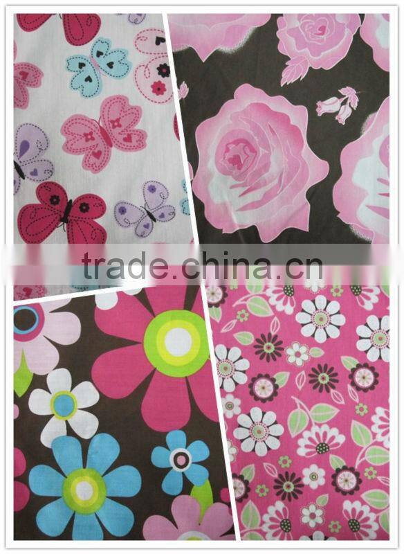 beautiful flower printed 100% cotton spandex sateen fabric