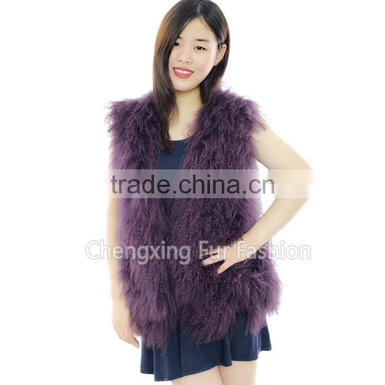 CX-G-B-160M 2016 New Fashion Custom Women Mongolian Lamb Fur Vest