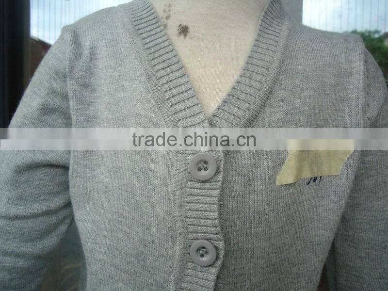 custom children kids heather grey v-neck button up plain knit cardigan