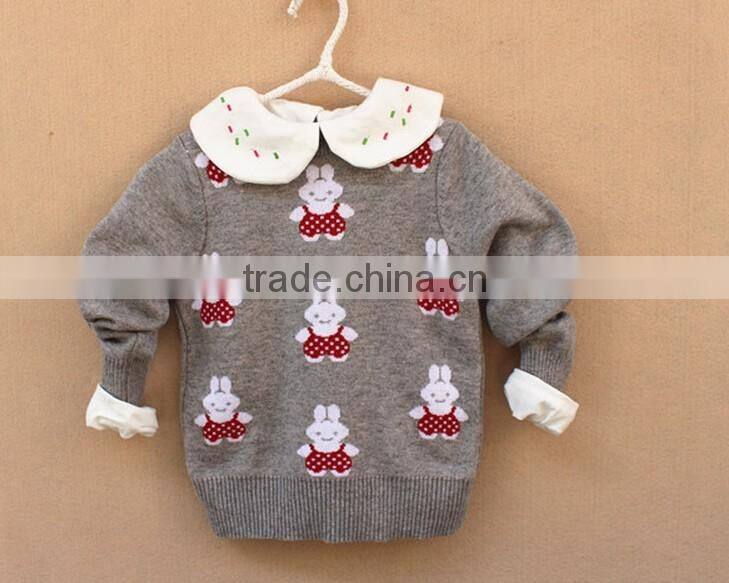 sale custom sweet rabbit embroidered kids knitted jumpers