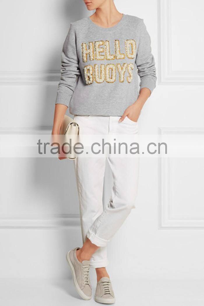 womens embellished cotton-blend jersey custom sweatshirt