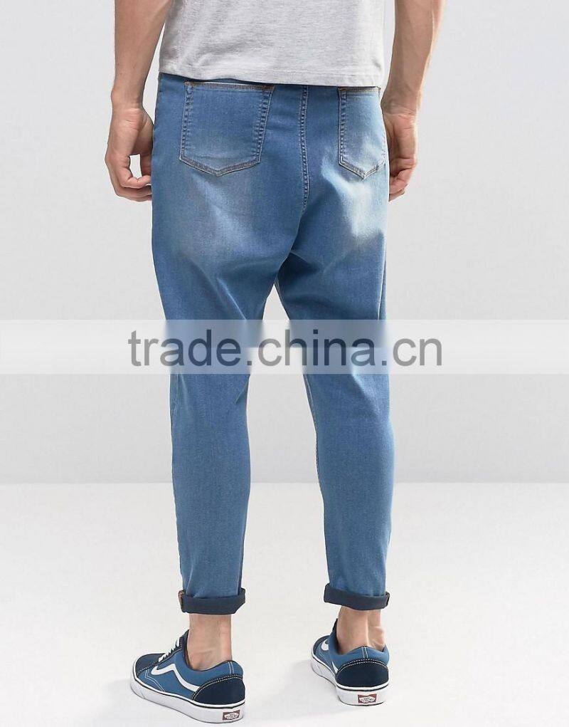 fashion drop crotch denim jeans stylish loose jeans made in China