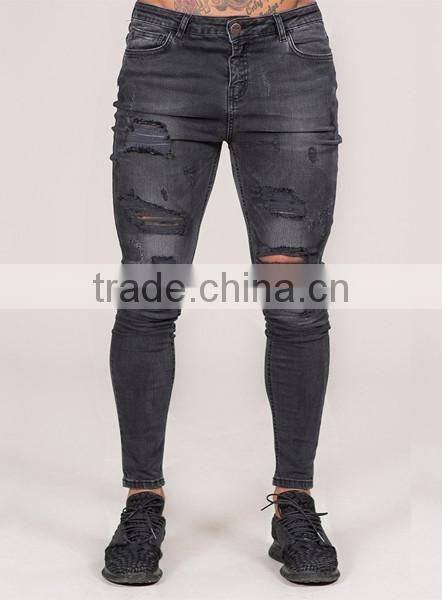 Hot sale mens ripped jeans high quality denim jeans OEM skinny jeans
