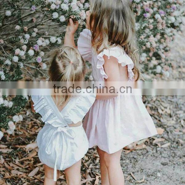 White Color Plain Baby Clothes European Summer Ruffle Baby Clothes Romper