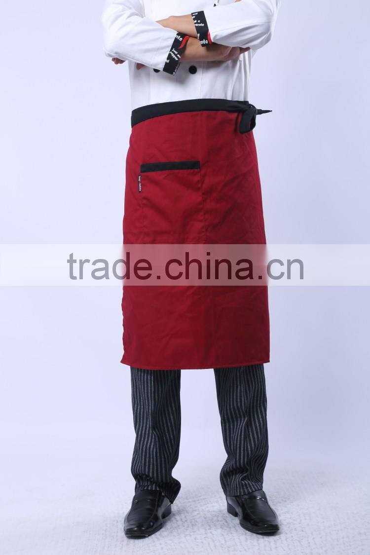 Juqian factory price cheap bulk kinds cotton kitchen hotel chef uniform apron designs