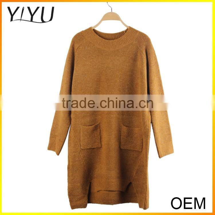 Clearance cheap lady winter loose long sleeve pocket knitted sweater pullover