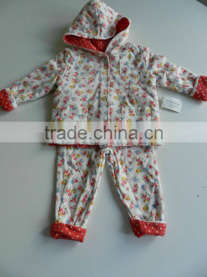 Baby Set Jacket and Trousers Reversable Floral Cotton Outfit
