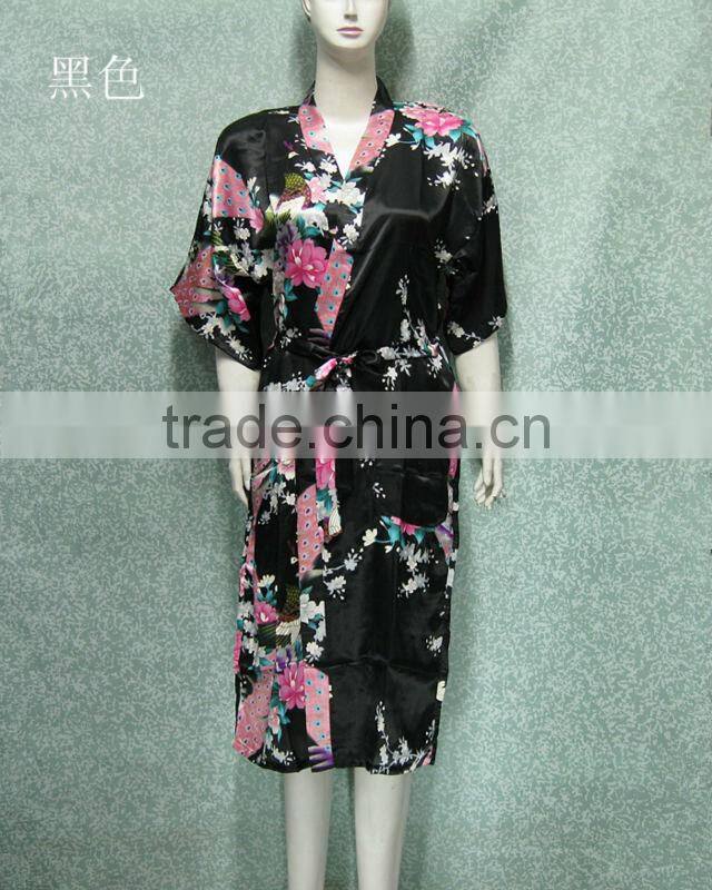 Peacock design Polyester Robes For Woman Plus Size PC113