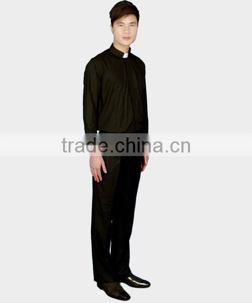 Long sleeve Men's Black clergy shirts