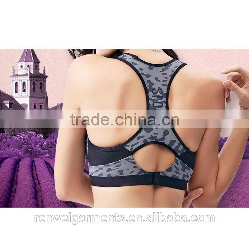 Fitness quick drying nylon spandex fabrics padded women Yoga sports bra