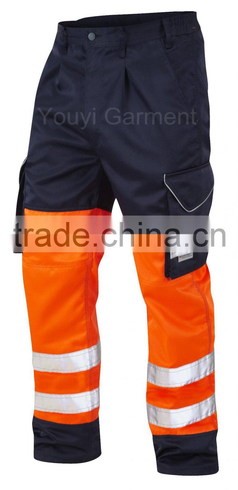 Hi Vis Superior Cargo Trousers Orange / Navy cargo pocket work pant