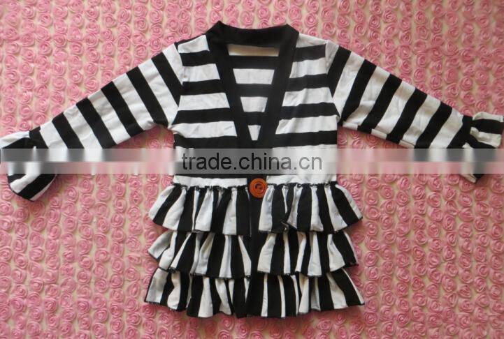 2015 summer blue and white cotton long sleeves with ruffle Stripe thin coat YW-036