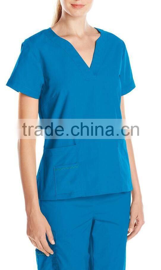 women's V-Neck scrub top with 3 pockets scrub suit