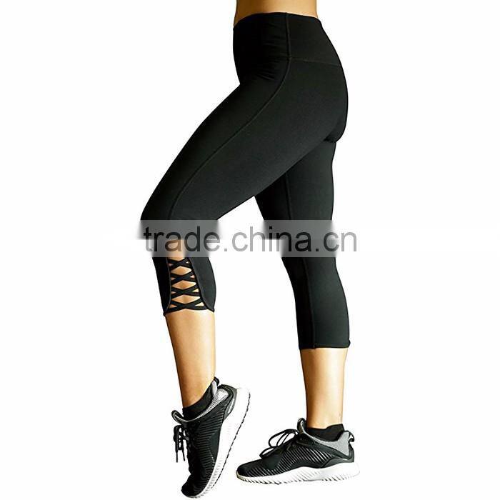 Nice design modern strappy womens workout leggings with hidden pocket