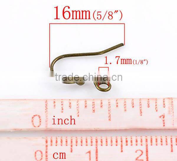 Ear Wire Hooks Antique Bronze 16x12mm,250 Pairs