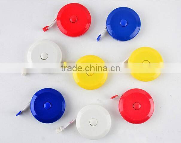 Promotional cheap round customized measuring tape with button