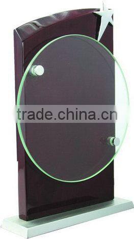 Factory Wholesale Customized Engraving Crystal Glass Trophy For Wooden base trophy KC-011