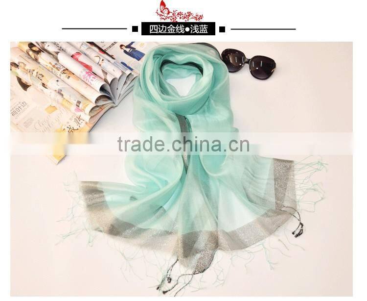 2017 Latest Fashion Organza scarves two layer silk scarf best selling for ladies silk scarf hijab caps