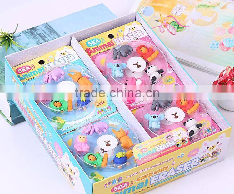 Cute 3D magic animal shape puzzle erasers set