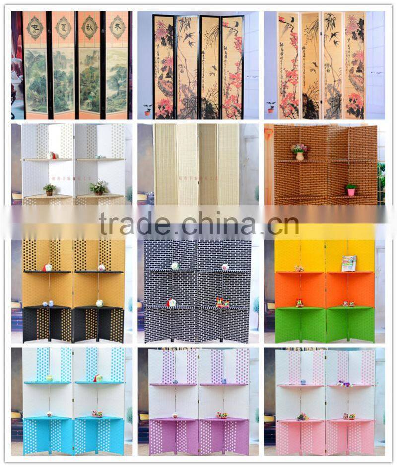 Bamboo newly wooden venetian Folding Screen Room Divider Pine Wood Frame with Bamboo Strips Screen GVSD035