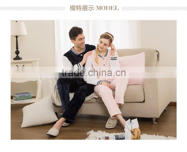 Hot Selling Qianxiu Fashion Flannel Baseball Neck Design Men Sleepwear