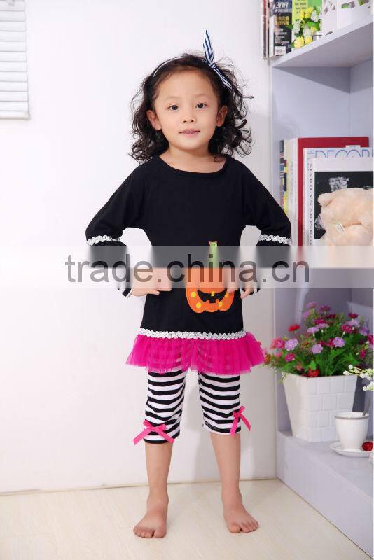 2014 New styles Cotton Girl Outfit Christmas Turkey Outfit Top and pants with ruffles in sets