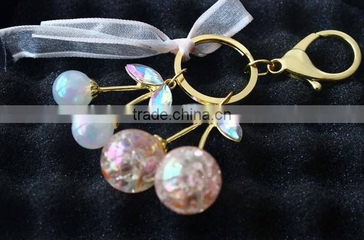 Promotional Gifts,Keychain,Key Chain,Glass Bead Cherry Carabiner Key Rings