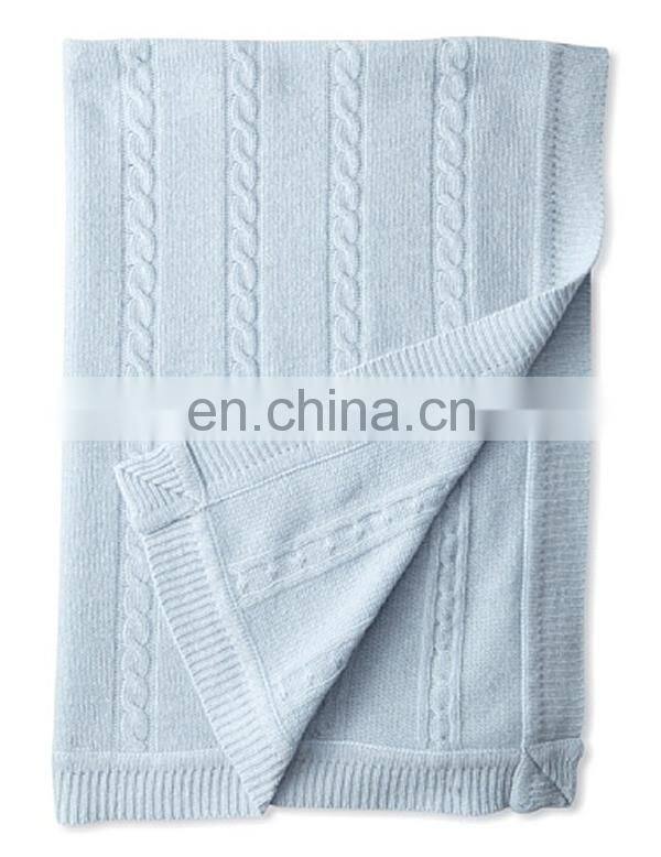 Factory wholesale 12gg Fashion striped lovely colors cashmere baby blankets