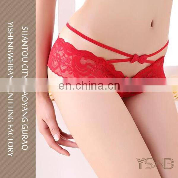 2016 fashion design lady breathable red lace thong panties