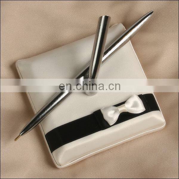 Exquisite White & Black bow-knot decoration wedding guest book /pen holder/ring pillow/flower basket set