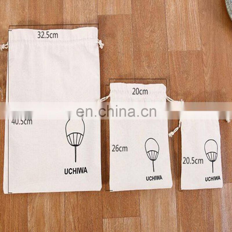Customer White Printed Wholesale Drawstring Canvas Shoe Bag