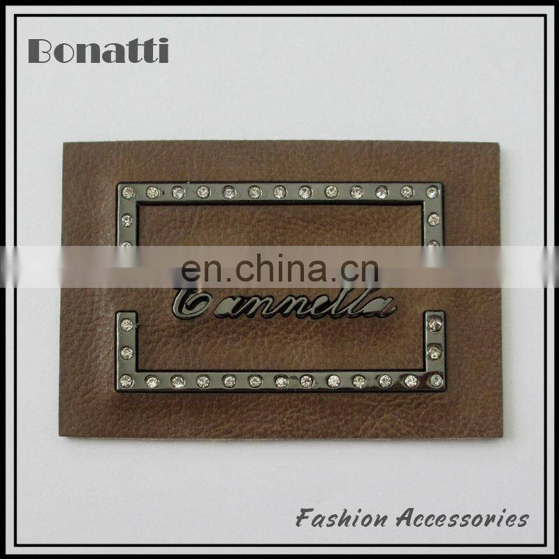 garment pu leather labels or patches customized debossed logo