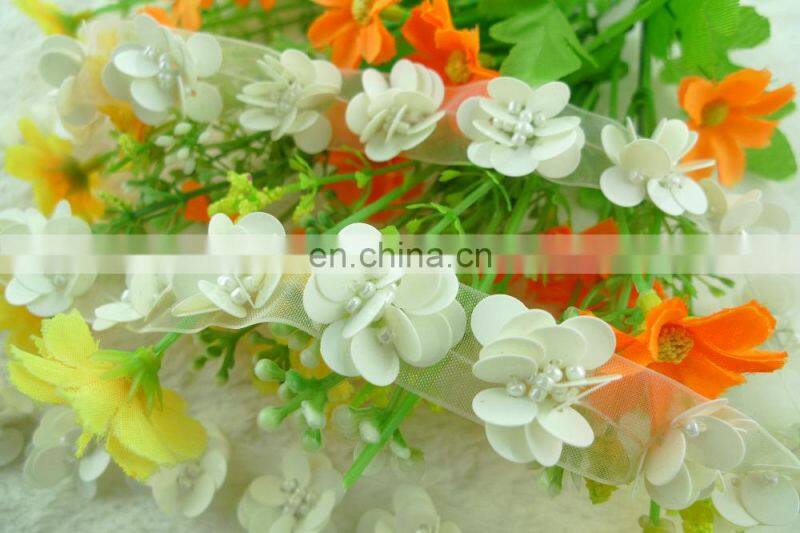 2015 decorative white beade trim for wedding Fancy Lace Trim for garment