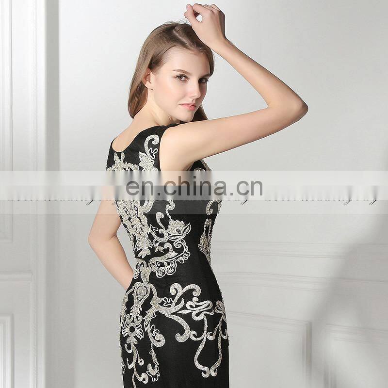 2017 New Arrival Mermaid Embroidered Black Formal Evening Dresses LX385