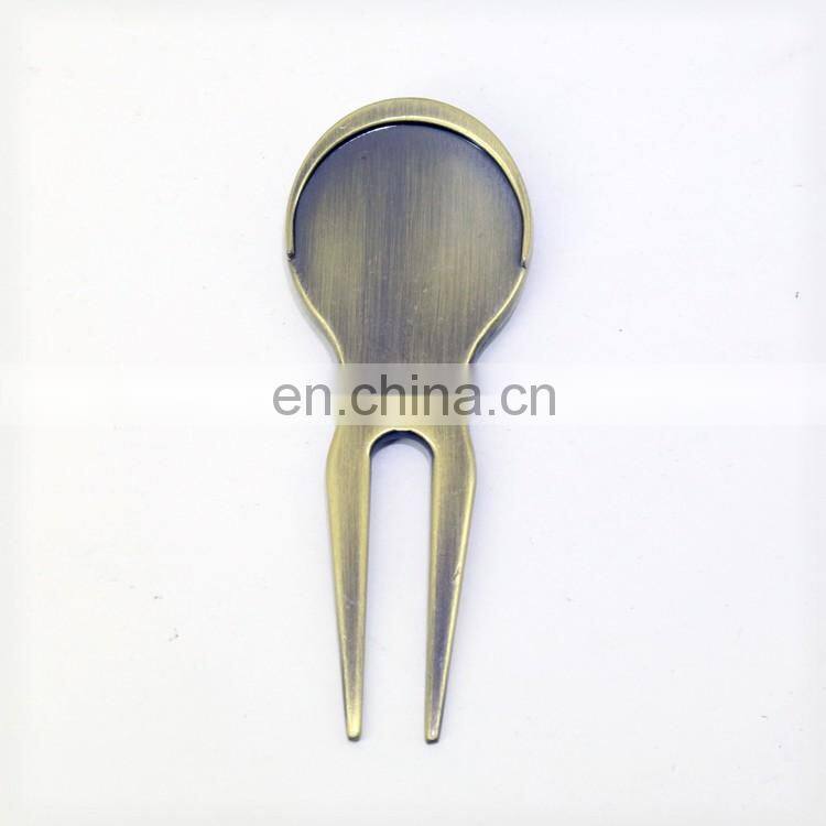 metal golf divot repair tool with golf ball marker