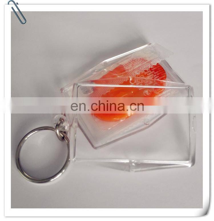 strange promotion plastic key chain to hold condom