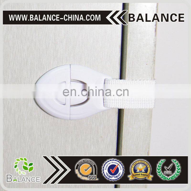 Full white cabinet safety locks/plastic locks with strap