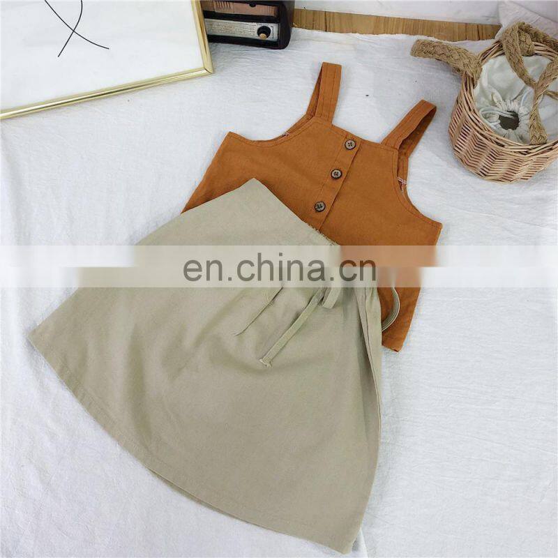 2020 New Wholesale Children's Breathes Casual Linen A-line Skirt For 1-6Y Girls