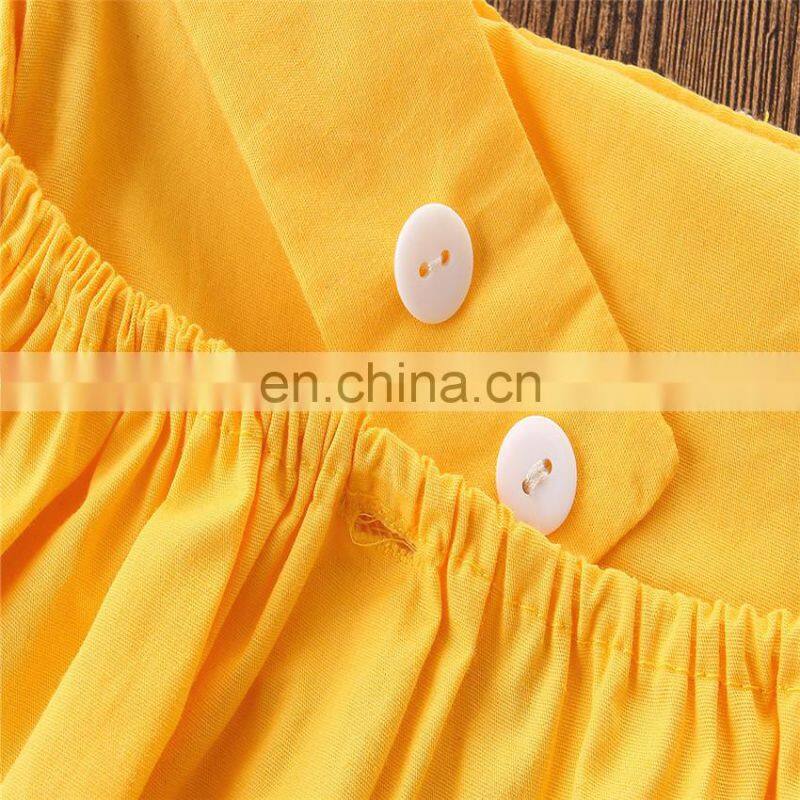 Fashion Baby Sets Lace Yellow Slip Tops And Floral Pants Summer Baby Girl Boutique Outfits