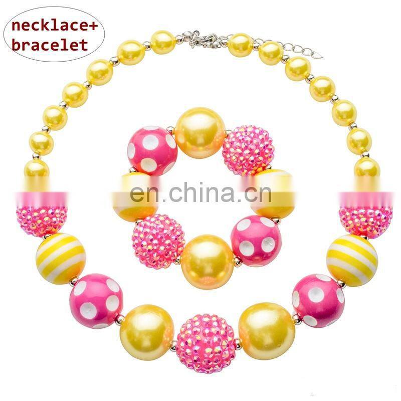 Princess Girl Necklace bracelet Set Candy Color bubble beads Kids Sweet Necklace Gift