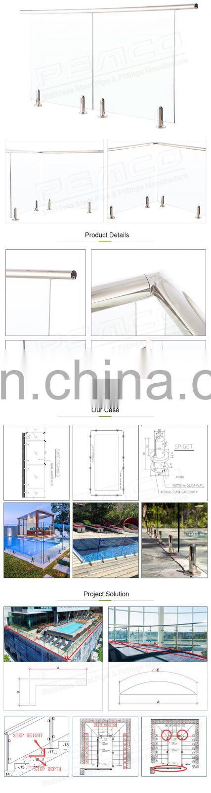 Hot sale stainless steel design Tempered Glass spigot railing